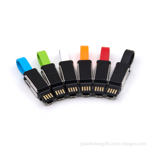High Quality Mini 6 in 1 Usb Keychain Magnet Charger Cable 1.2 mm stainless steel cable keychain
